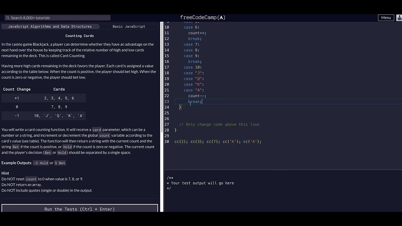 Counting Cards - Free Code Camp Help - Basic Javascript - Algorithms & Data Structures