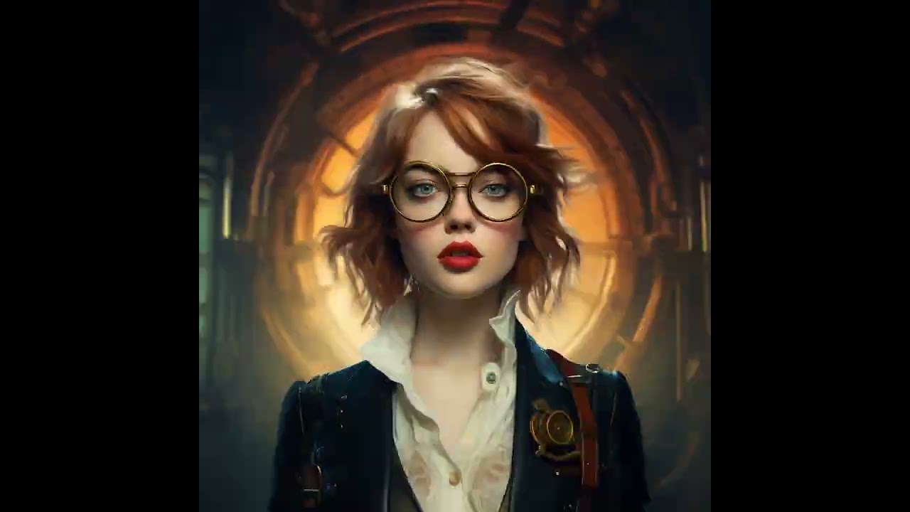 AI Emma Stone, steampunk  