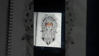#drawing #short woman wearing war bonnet #illustration#native #american #indigenousdrawing #drawing
