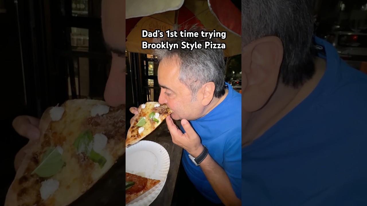 Dad’s 1st time trying Brooklyn Style Pizza #foodreview #mukbang