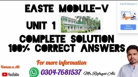 EaSTE Module-V unit 1 Complete Solution|QAED app|@Usman.n.