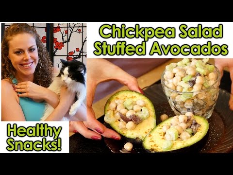 Healthy Snacks & Weight Loss Tips: Chickpea Salad Stuffed Avocados, High Protein, Vegetarian