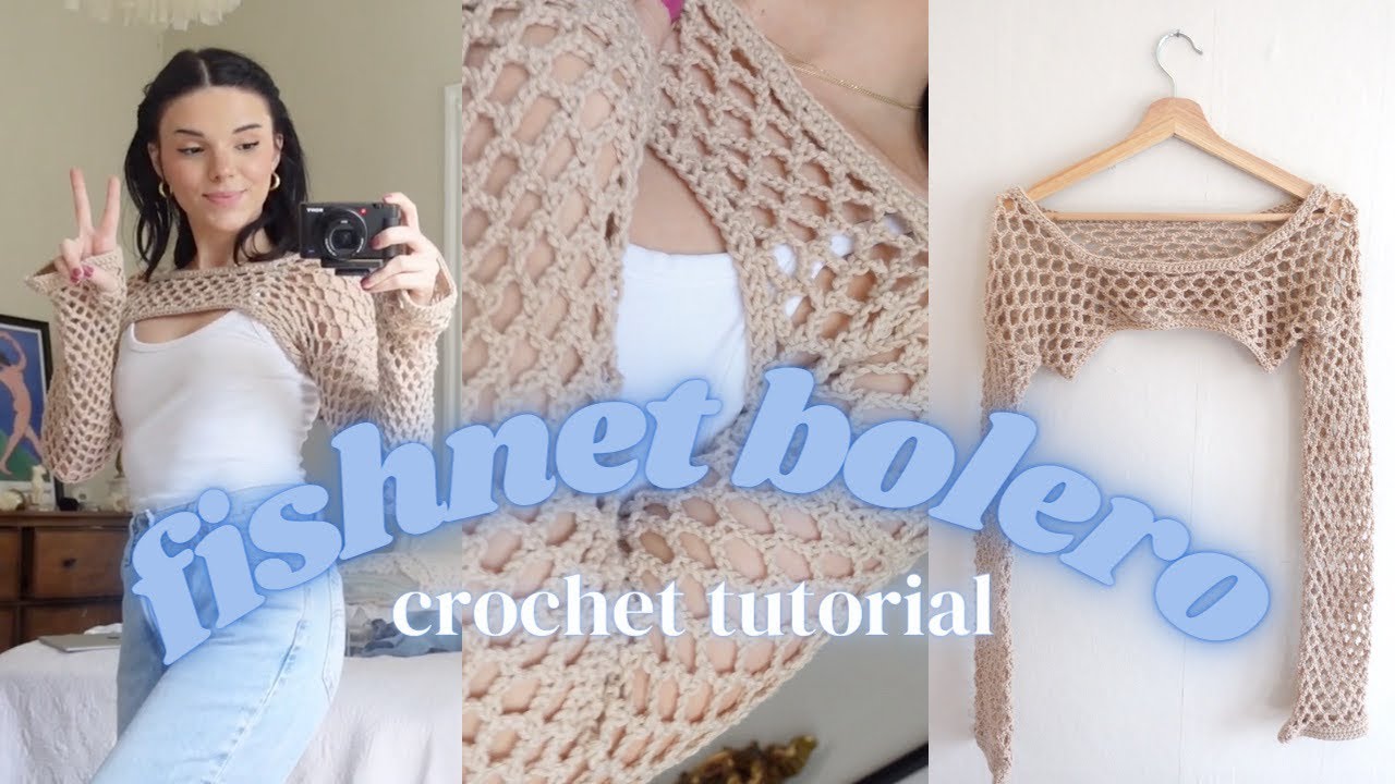 fishnet bolero shrug - crochet tutorial ! - YouTube