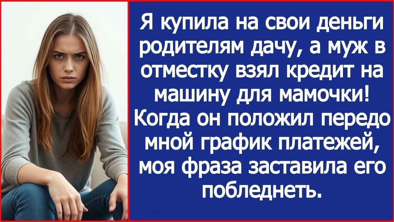 Я купила на свои деньги родителям дачу, а муж в отместку взял кредит на машину для мамочки  Рас