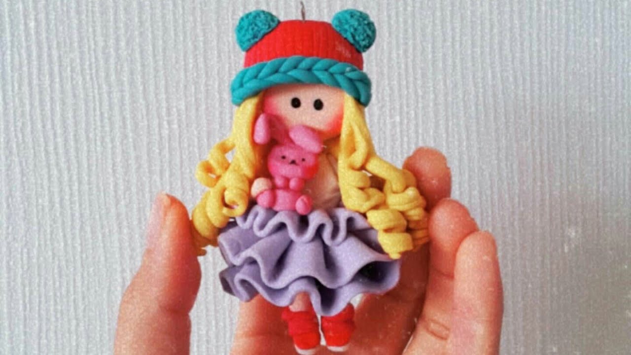 Doll polymer clay tutorial كيف نعمل مجسم لعابة كيوت من عجينة السيراميك