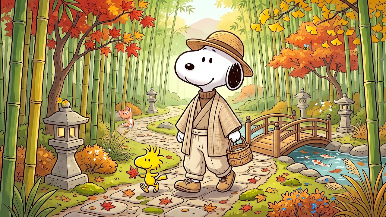 レア!SNOOPYinGINZA2006　 Relaxing ASIA 茶わん Relaxing Autumn Jazz with Snoopy 🍵 Cozy Japanese Garden Ambience