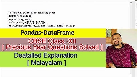 Python Pandas | DataFrame | CBSE Class XII | Previous Year Questions Solved | Malayalam | Vlog :89