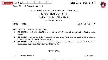 MSC CHEMISTRY 1ST SEM SPECTROSCOPY 1ST MAY 2019 | PTU