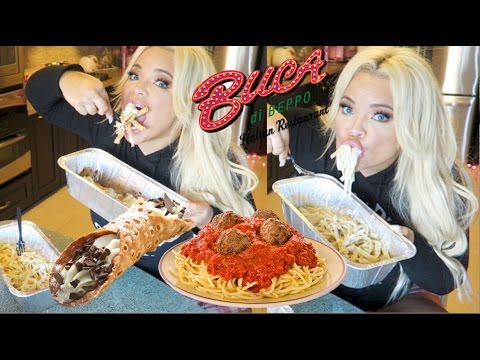 keep stuffing my face Buca di Beppo Eating show (MUKBANG) | WATCH ME EAT