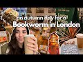 Travel vlog autumn day in london  a bookworm solo trip full of books coffee rain  dark academia