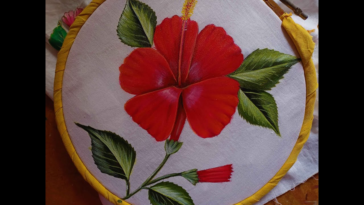 Fabric painting on clothes easy #Hibiscus flower painting on ...