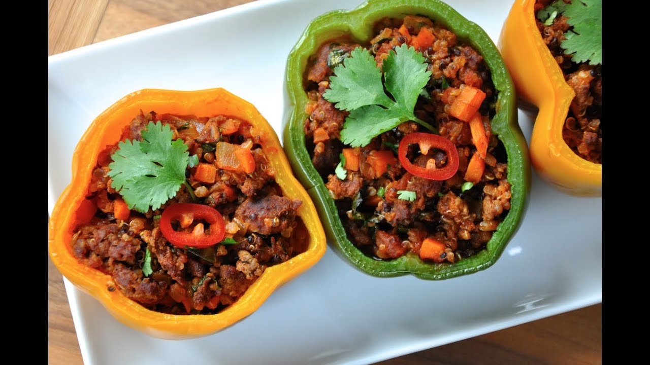 Chorizo Stuffed Bell Peppers Recipe Quick and Healthy Dinner with Quinoa YouTube