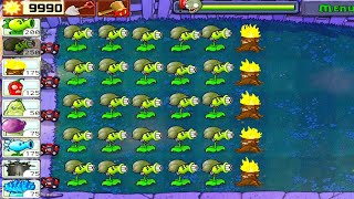 Plants vs Zombies | 25 Gatling Pea vs All Zombies | Survival Night All Flags Completed Full Gameplay