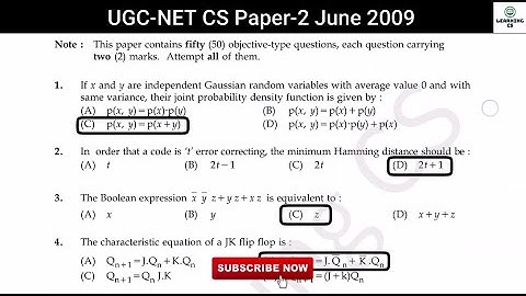 June 2009 | UGC NET Computer Science Solved Paper | J-8709 | NTA UGC NET