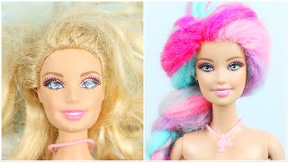 İplikten Çok Renkli BARBIE Saç Modeli, Saç Örgüsü, Renkli ve Parlak Barbie Kıyafet Yapımı