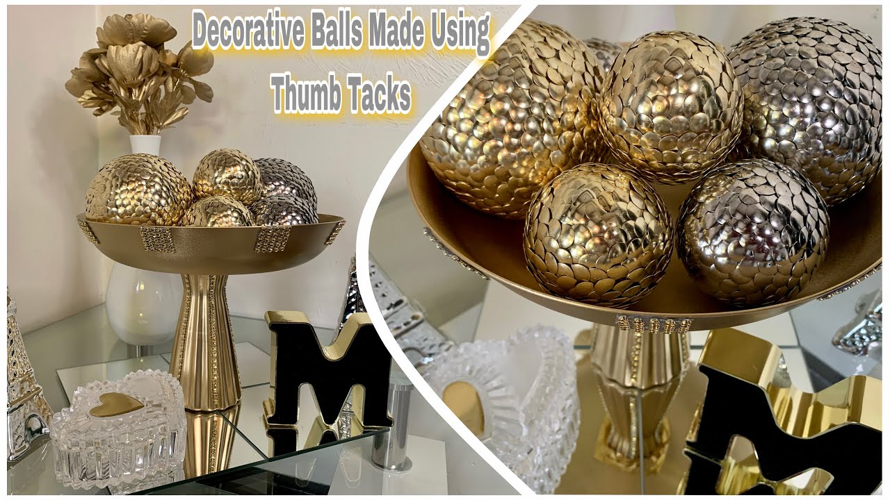 DIY Decorative Balls & A Bowl Using Dollar Tree Thumb Tacks YouTube