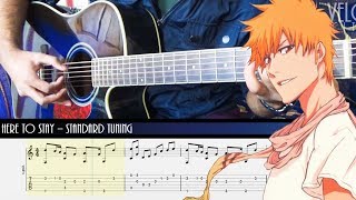 Bleach - Here To Stay (Ost) Fingerstyle Acoustic Guitar Cover + Tab & Tutorial/Lesson Resimi