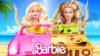 Manualidades de cartón de Barbie rica VS. pobre 💗 Cambio de belleza extremo de muñeca por 123 GO!