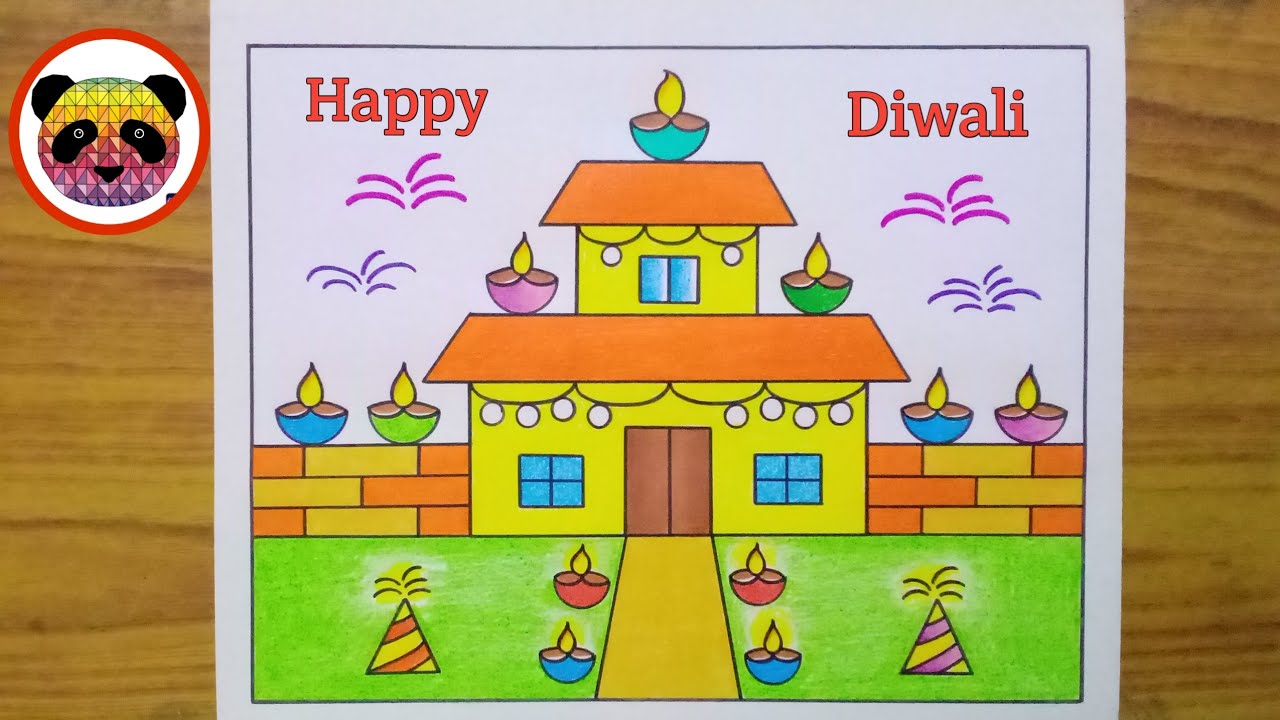 How to draw Diwali Scene for kids- Step by step - YouTube