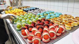 A dessert more beautiful than flowers! Artistic Fresh Fruit Macarons / Korean street food