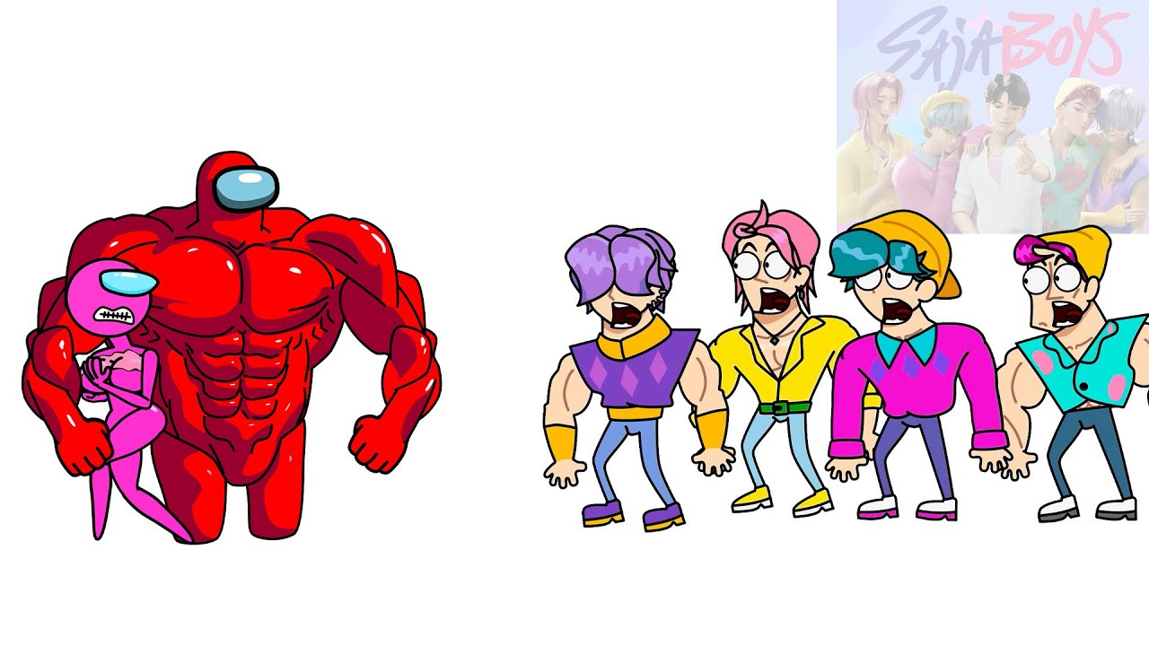 Saja Boys (KPOP) vs (AMONG US) Pink and Red