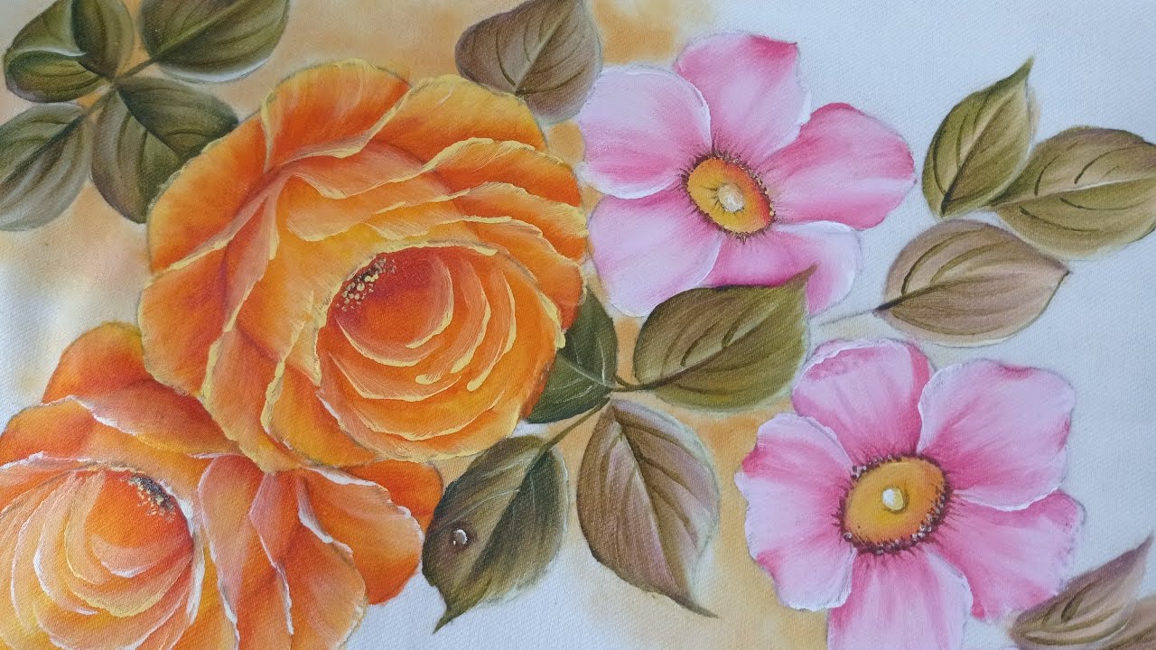 Aprenda de forma rápida e fácil como pintar Rosa Silvestre passo a passo #pinturaemtecido