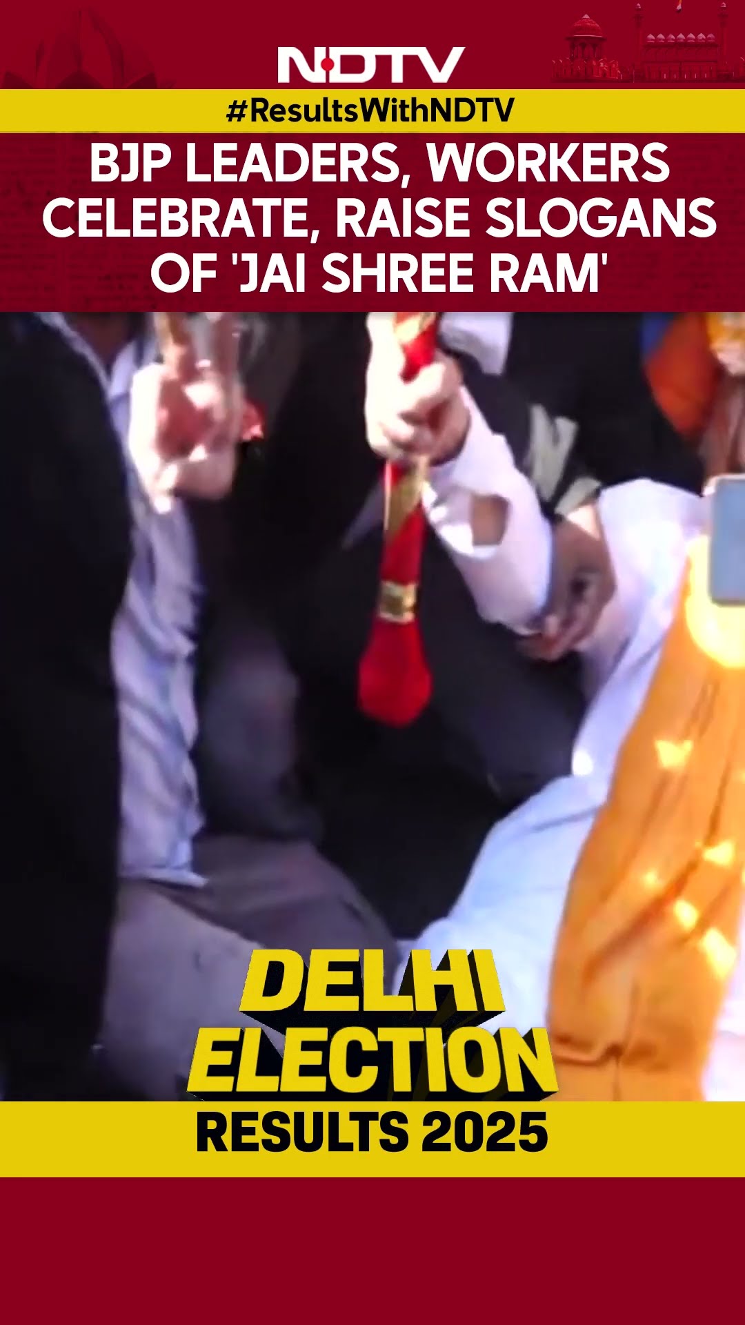 Delhi Elections 2025 | BJP Leaders, Workers Celebrate, Raise Slogans Of 'Jai Shree Ram'