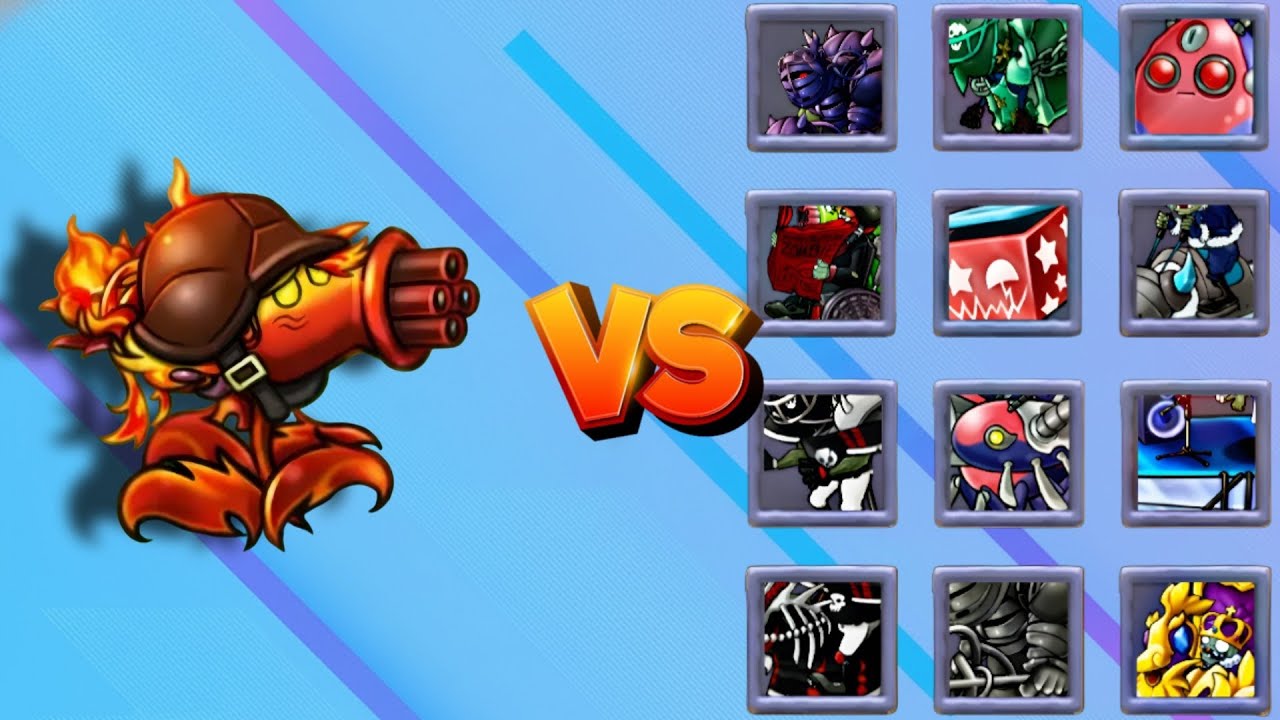 Ultimate Blazing Machine Gunner Full Buff vs All Zombies Max Level | PvZ Fusion 3.3.1