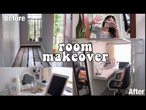 EXTREME SMALL ROOM MAKEOVER: EP 1| DIY Loft bed and study desk (Eng Sub)| Philippines
