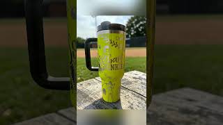 Softball Junkie Custom Laser Engraved Tumbler with Handle | Personalized Softball Gift Cup