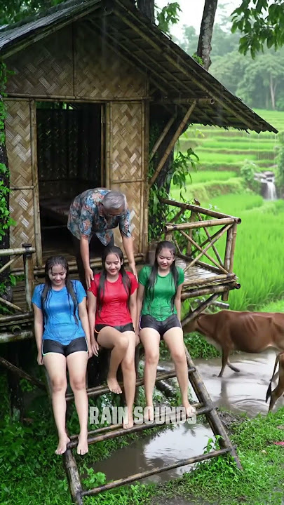ASMR Heavy Rain in a Village with Rice Paddies #rain #beautiful #heavyrain