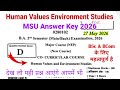 human values and environmental studies ba bsc bcom 2nd semester 2026 msu |co curricular 2nd semester