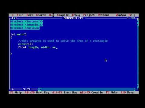 Turbo C++ Area of a Rectangle