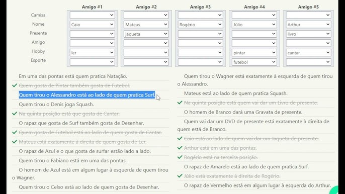 Respostas do racha-cuca: Problema de Lógica - Acampamento de Férias