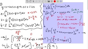 SOLVED Find the centroid of the region bounded by  @ y = COS 1, 0   c   w 4 y sin 3, 0   x   w 4