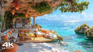 Morning Seaside Cafe Ambience ~ Happy Bossa Nova Jazz & Wave Sounds to Start Your Day