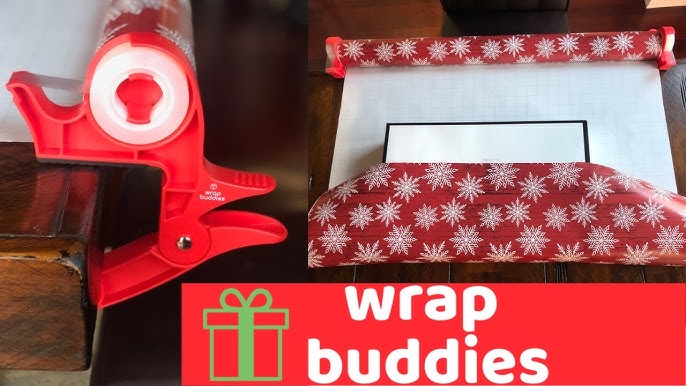 Wrap Buddies Tabletop Gift Wrapping Tool, 2 Clamps - Gift Wrap Clamp with Tape Dispenser for Easier Gift Wrapping This Holiday - Slate Grey