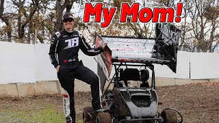 My Mom's First Time Racing An Outlaw Kart!