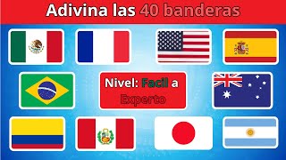 Adivina 40 Países por su Bandera 🚩🤓| Adivina el País | Banderas del Mundo | ¿Cuántas Reconoces 🤔✅?