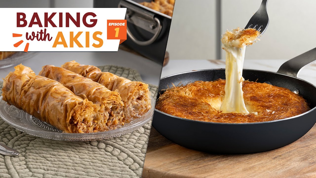 Saragli - Rolled Baklava & Turkish Kunefe - Sweet Cheese Pastry | Baking With Akis | Episode 1