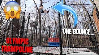 QUAD FLIPS FROM 1 BOUNCE ON BACKYARD OLYMPIC TRAMPOLINE