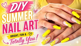 BRIGHT & FUN SUMMER NAILS 💛✨ | Easy Neon Yellow Nail Art Tutorial 