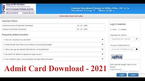 [Admit Card] ~Download IBPS RRBs CRP IX for Recruitment of Group A (Scale-I)