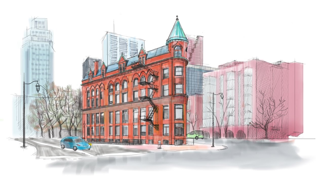 Architectural Landmark Drawing Ep 1 Drawing The Flatiron Building Toronto Using Sketchbook Pro Youtube