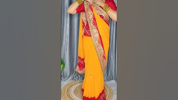Heavy border saree draping style #shorts #ytshorts #shortsvideo #sareedraping