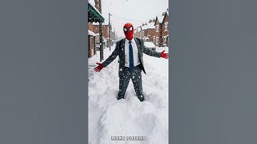 Heavy Snowfall in Superheroes village #shorts #spiderman #shortsfeed #funny #marvel #ai