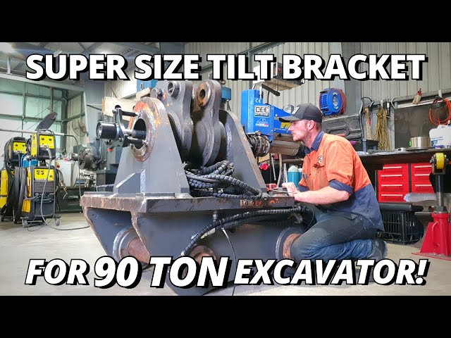 Repair SUPER SIZE Tilt Bracket for 90T Excavator | Line boring & Machining class=