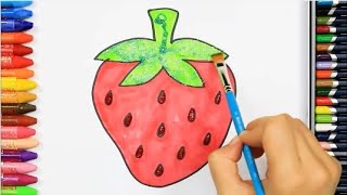 كيفية رسم ولون الفراولة - تعلم الرسم - تعلم الألوان - تعلم الحيوانات