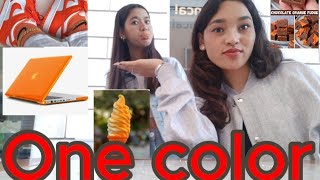 ONE COLOR CHANGE buy everything in Orange  shopping #sephora #hm , ice cream , clothes ,food