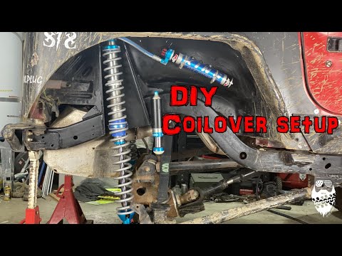 DIY Coilover setup on my Triangulated four link build, Jeep Wrangler TJ